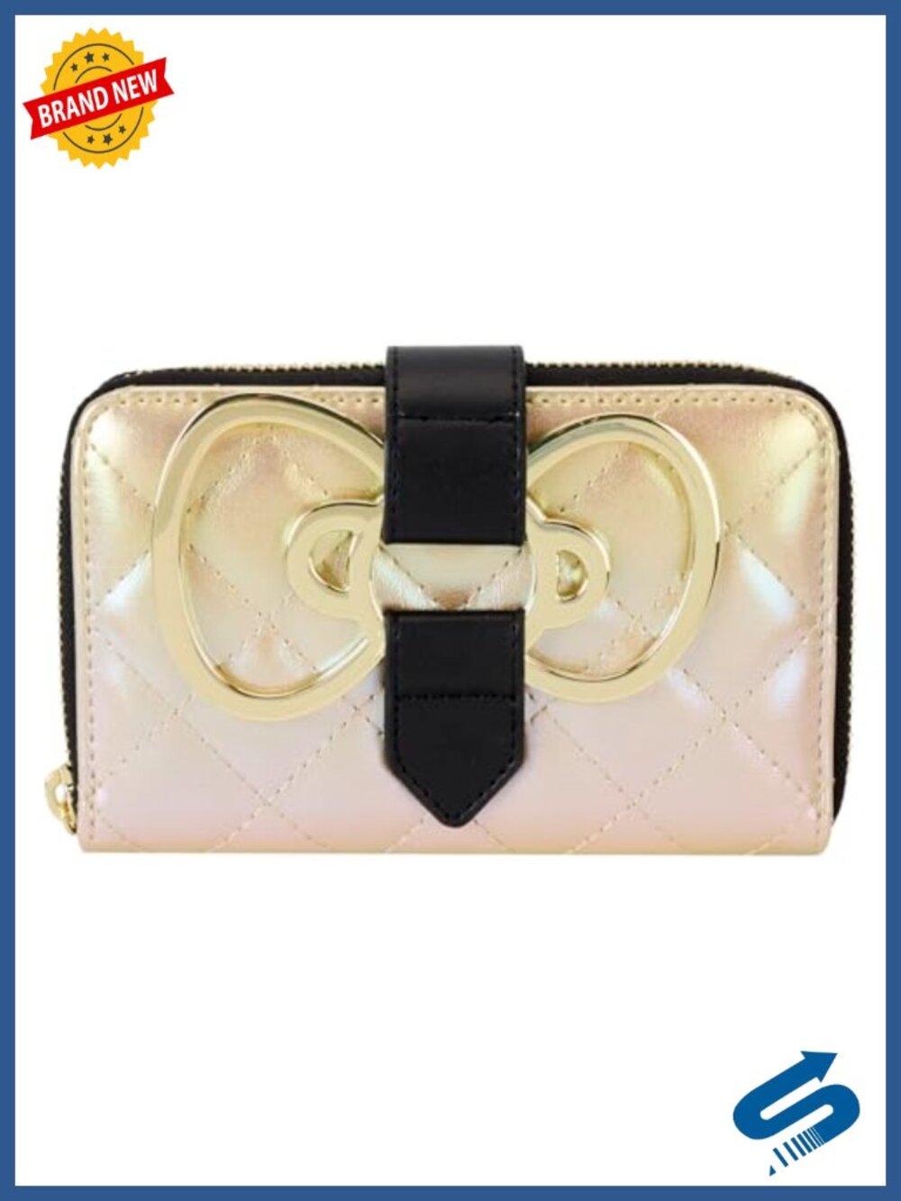 Gold Zip Around Wallet with Card Slots